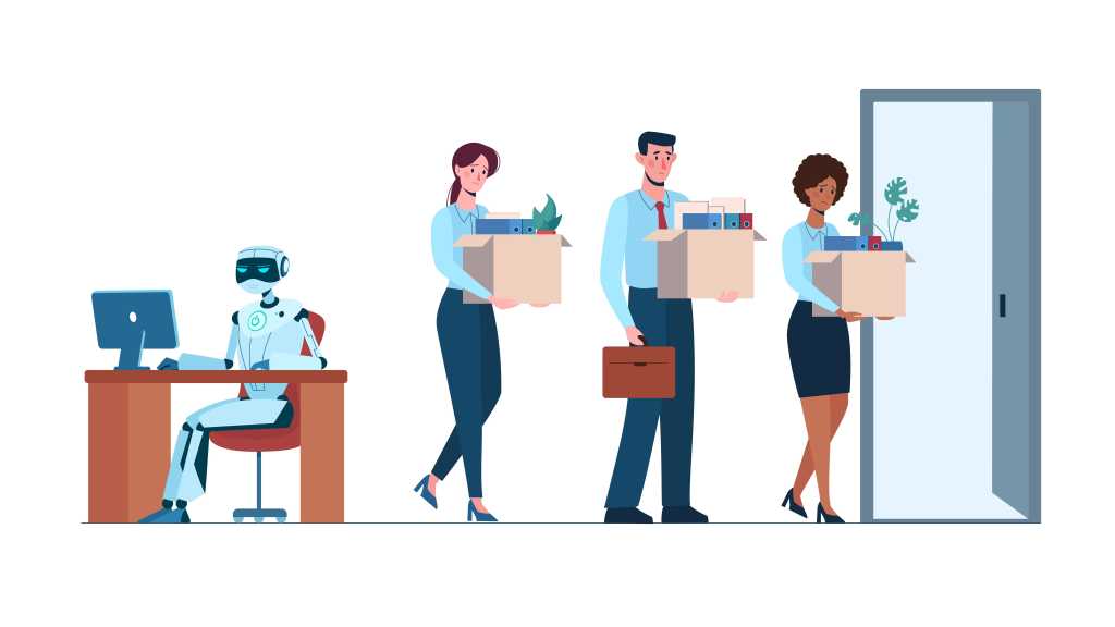 Robot, Layoffs, Man, Women